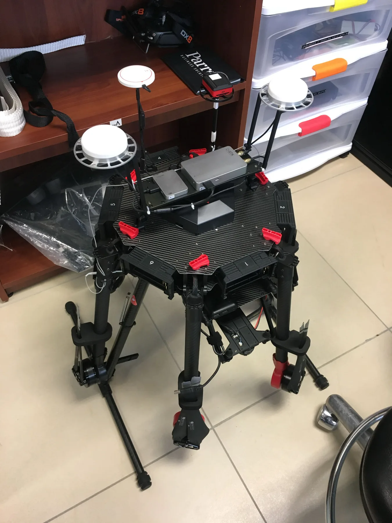 The survey drone, a hexacopter with RTK and multispectral payload