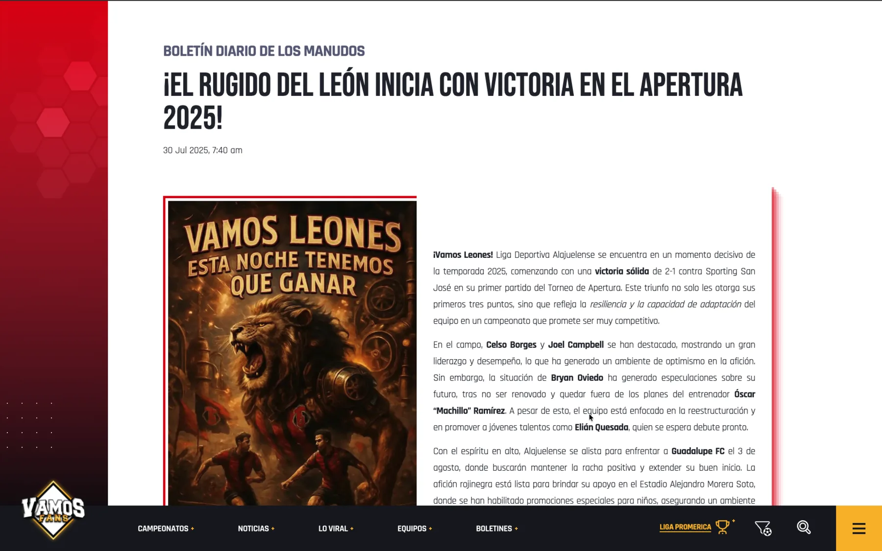 A daily AI newsletter in full: Alajuelense, cover art and copy