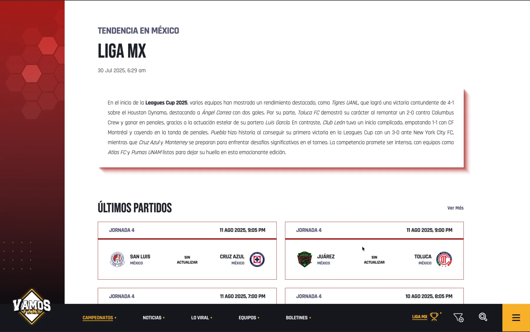 Liga MX hub: AI trend summary and latest matches