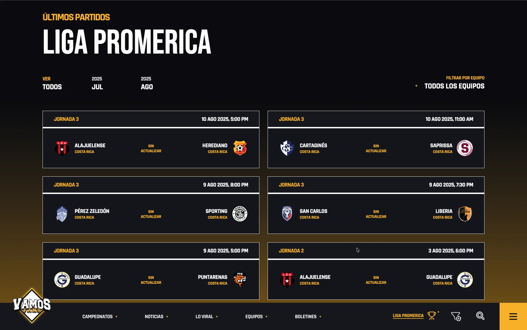 Liga Promérica: the full Costa Rican match schedule