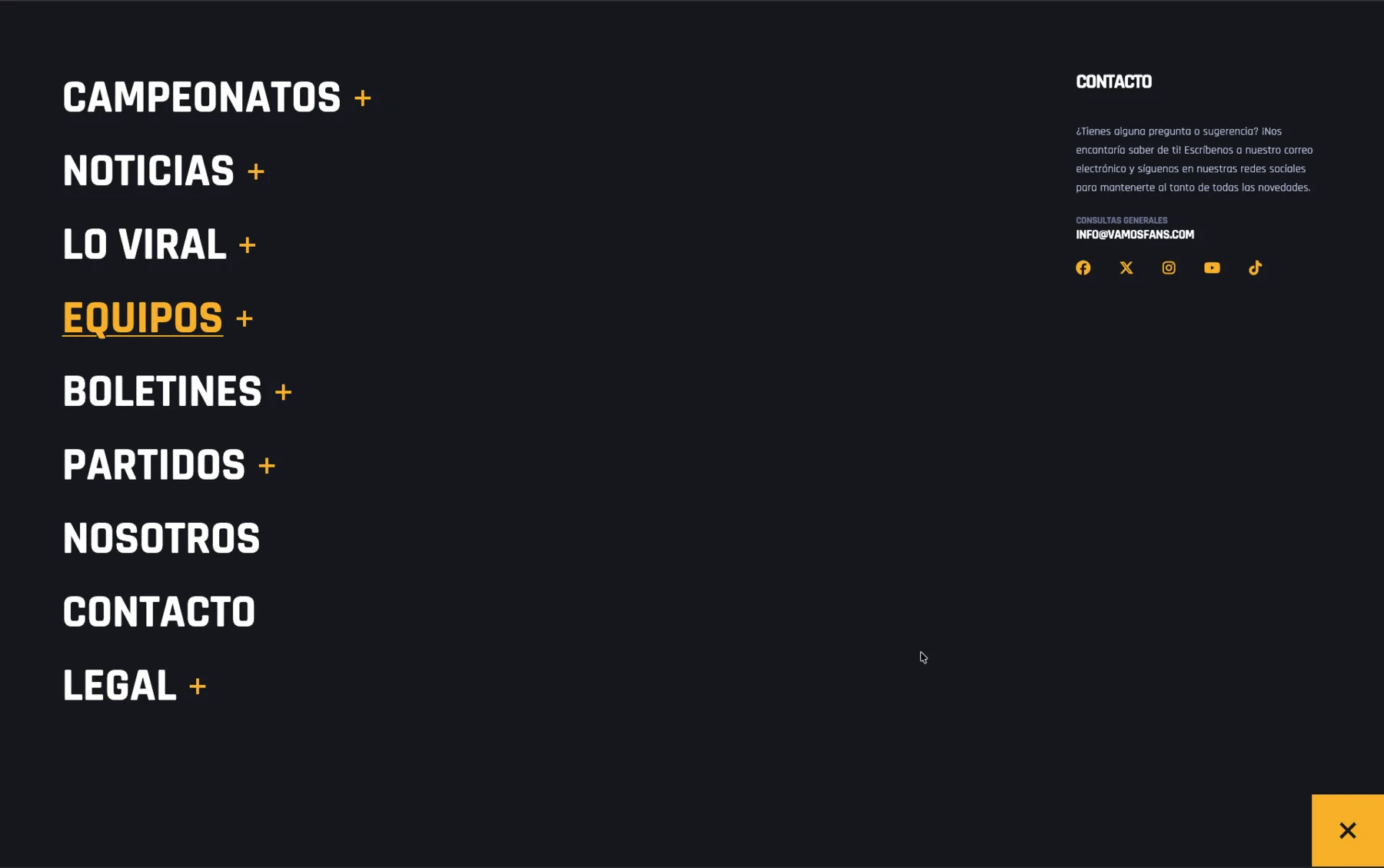 The full platform: sections, contact and channels